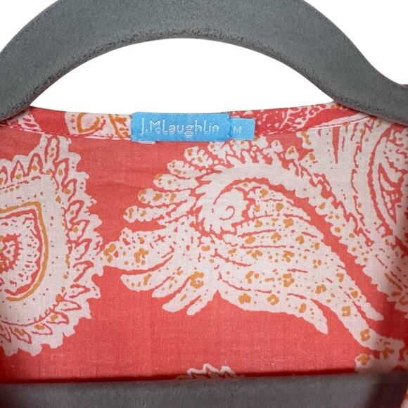 J. McLaughlin Cotton Paisley V-Neck Blouse Size Medium - Picture 4 of 6